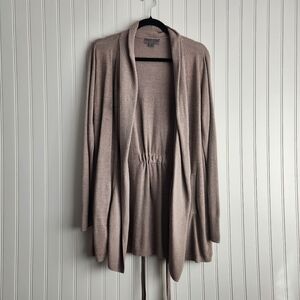 BAREFOOT DREAMS Cozychic Ultra Lite Knit Beige Neutral Waist Tie Cardigan Medium